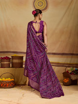 KcPc New BeautifulCotton Silk Bandhani Style With Zari Border Work SareeSTL