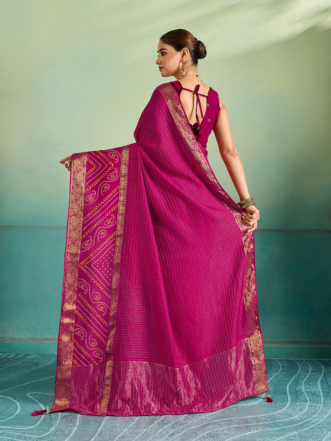 Buy Jaipuri Designer Gaji Silk Ghatchola Bandhani Saree