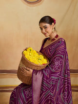 KcPc New BeautifulCotton Silk Bandhani Style With Zari Border Work SareeSTL