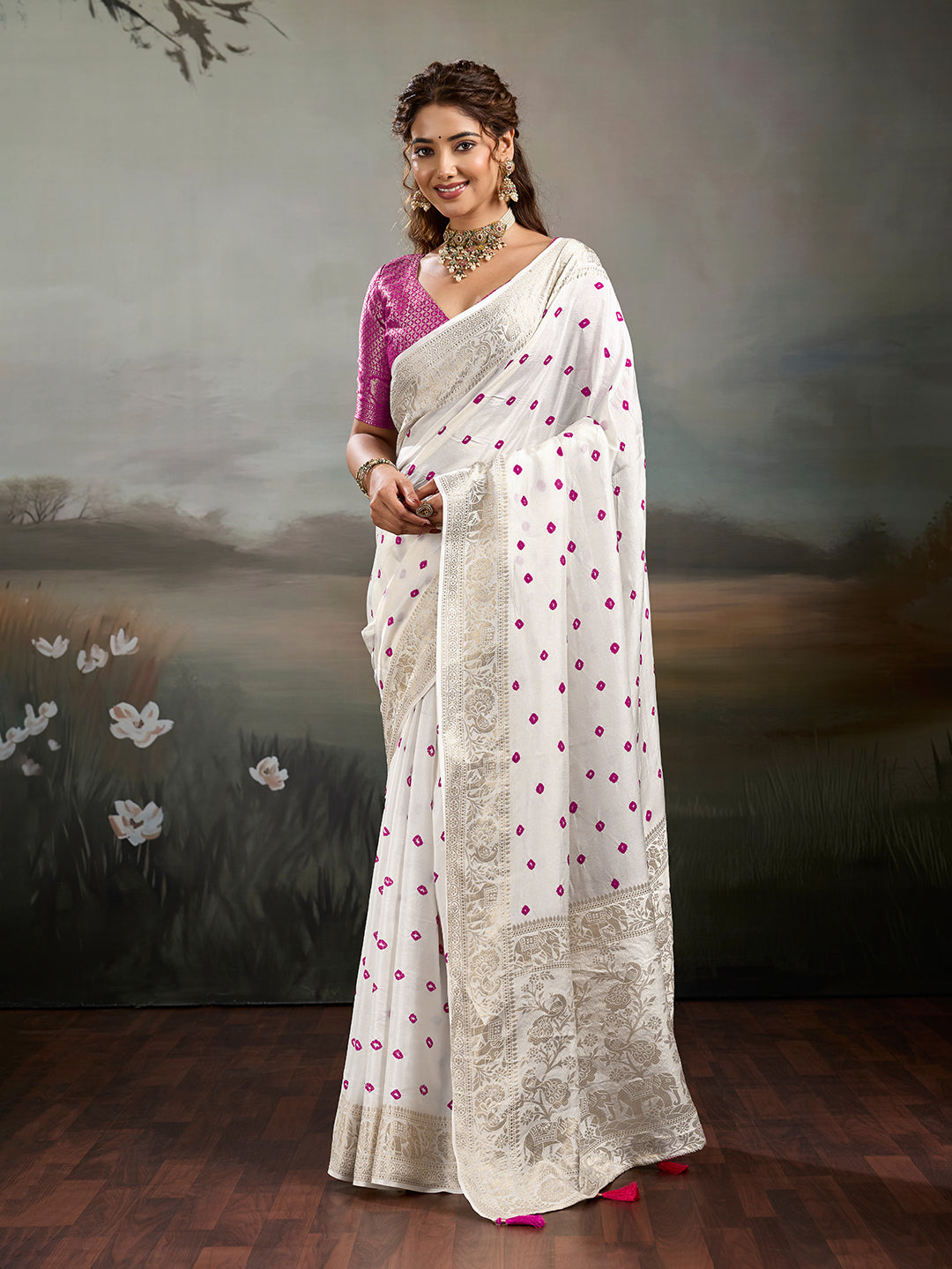 Buy Elegant Bandhani Saree With Festive Wear KcPc