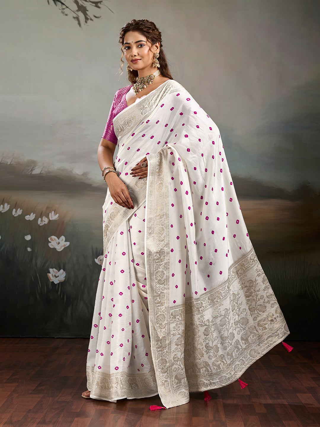 Buy Elegant Bandhani Saree With Festive Wear KcPc