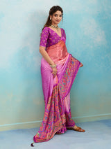 KcPc New Elegant Kalamkari Printed Crepe Silk Saree GAN