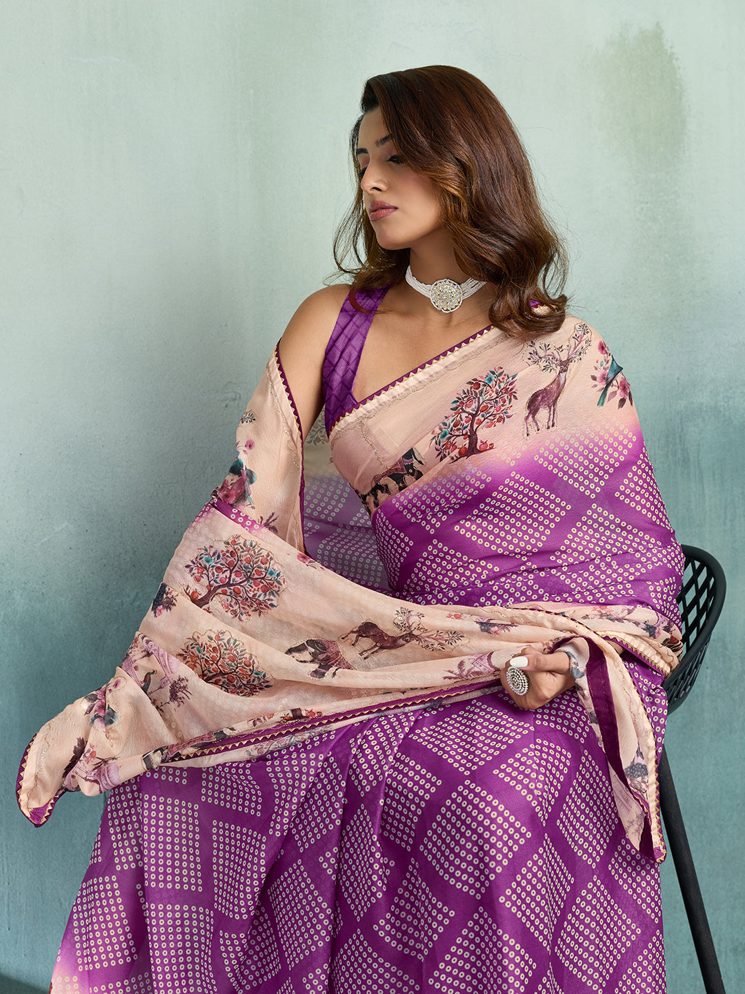 KcPc Traditional Georgette Kalamkari Saree for Women GAN