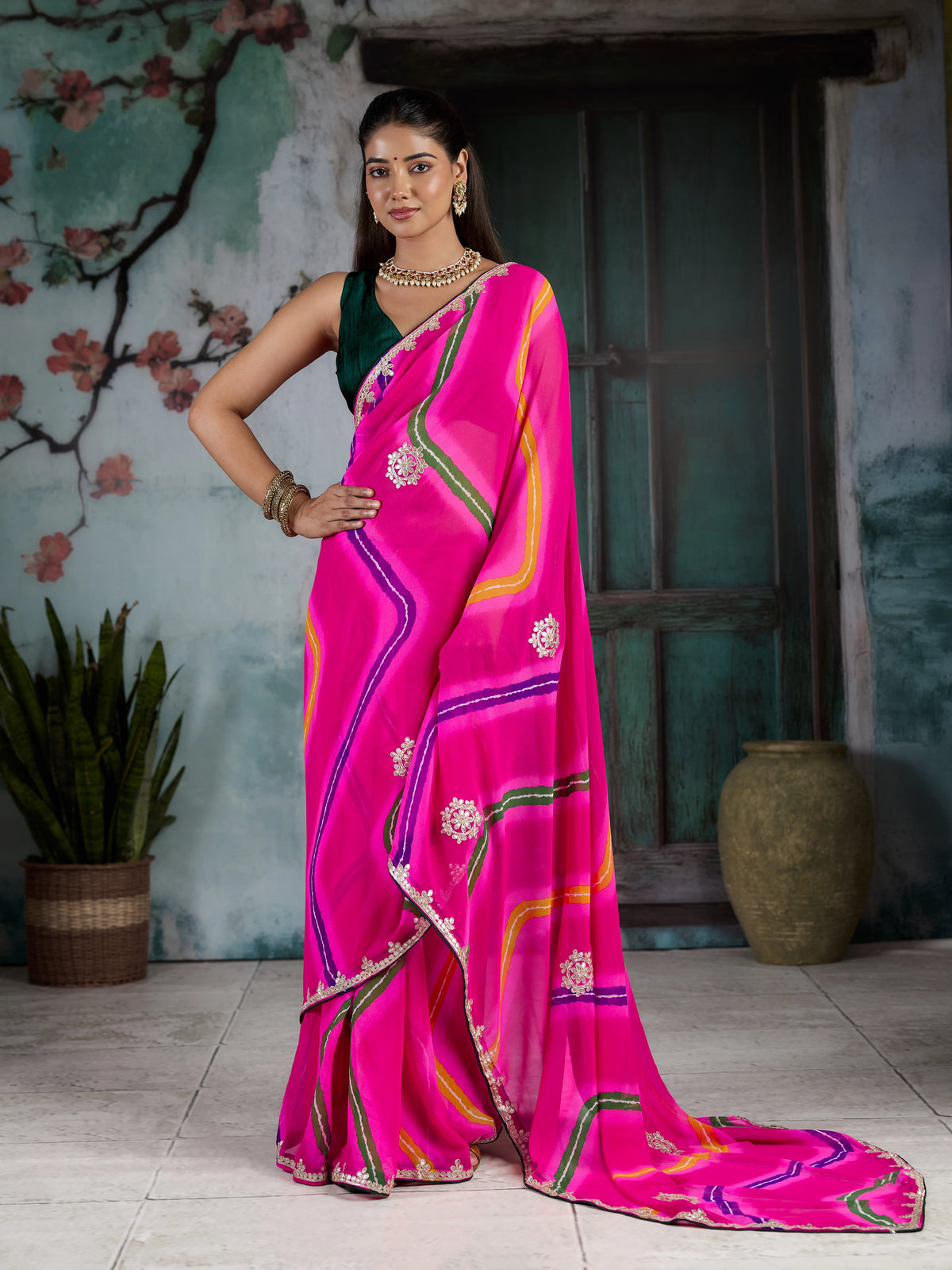 KcPc Traditional Leheriya Style Festive Wear SareesPDM