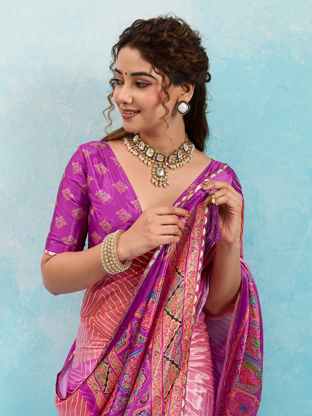 KcPc New Elegant Kalamkari Printed Crepe Silk Saree GAN
