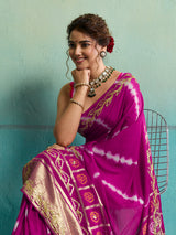 Buy Bandhani Style Dola Silk Saree with Gotapatti Work Kcpc