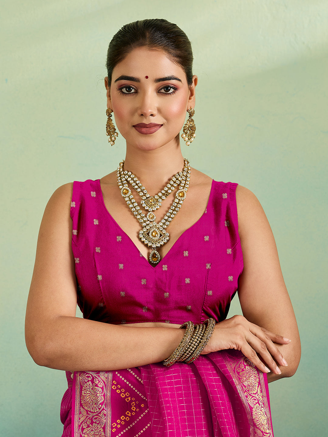 Buy Jaipuri Designer Gaji Silk Ghatchola Bandhani Saree