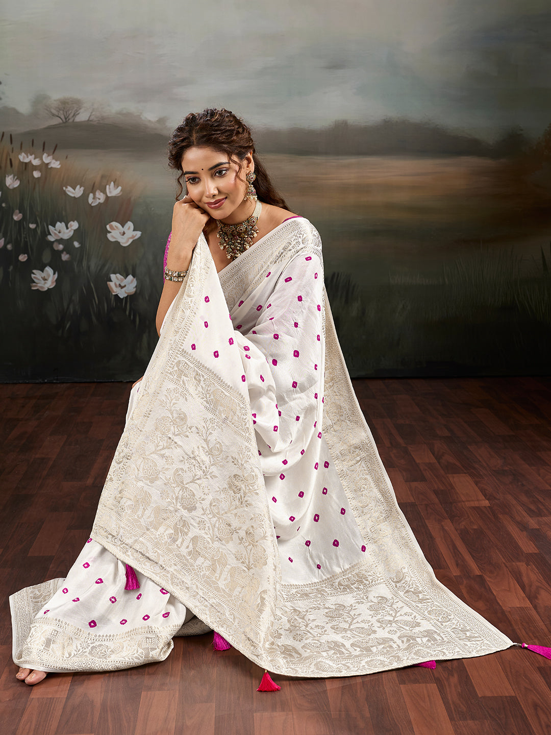 Buy Elegant Bandhani Saree With Festive Wear KcPc