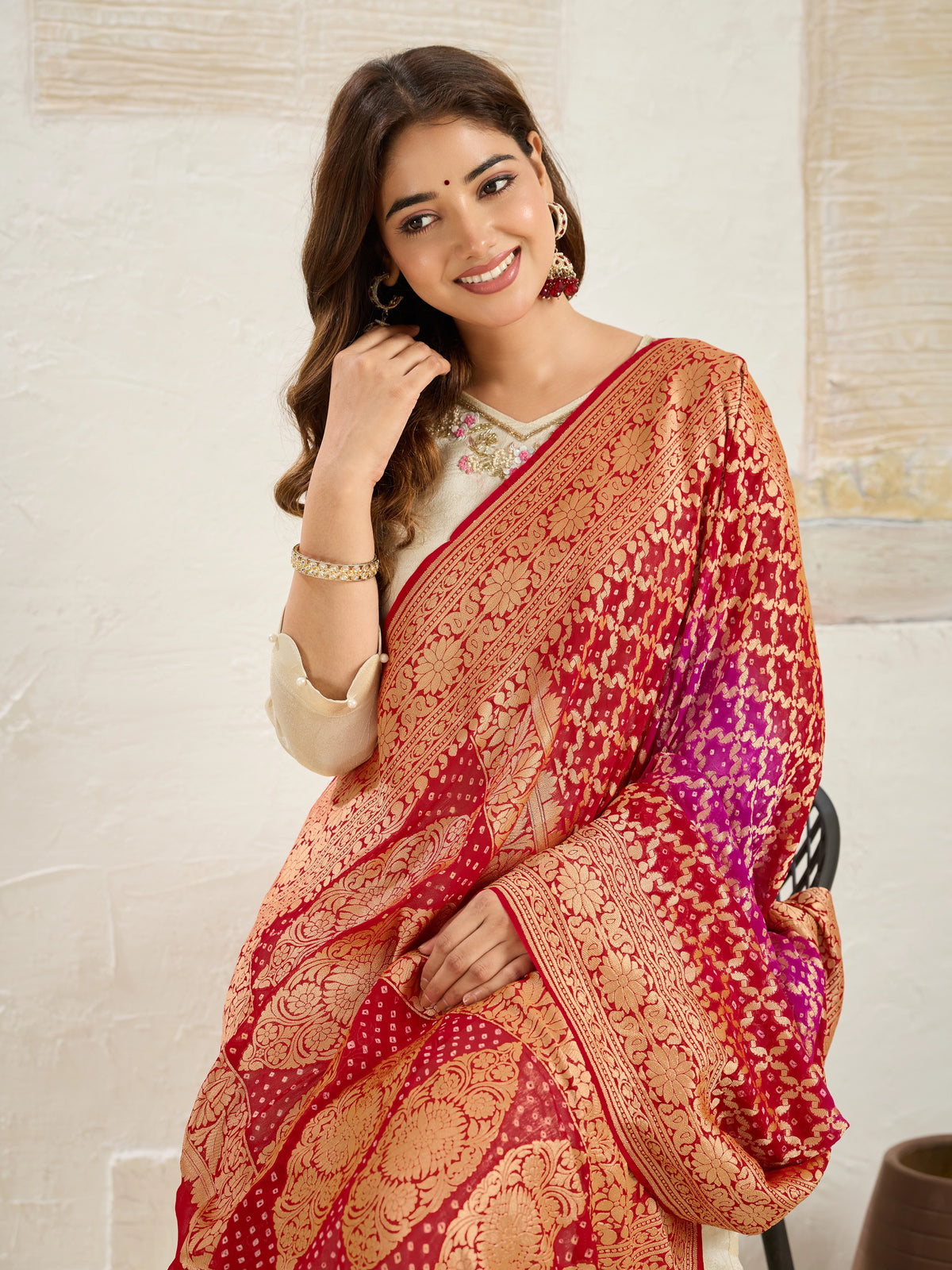 KcPc New Launch Pure Khaddi Georgette Upada Neemzari Bandhej Dupatta