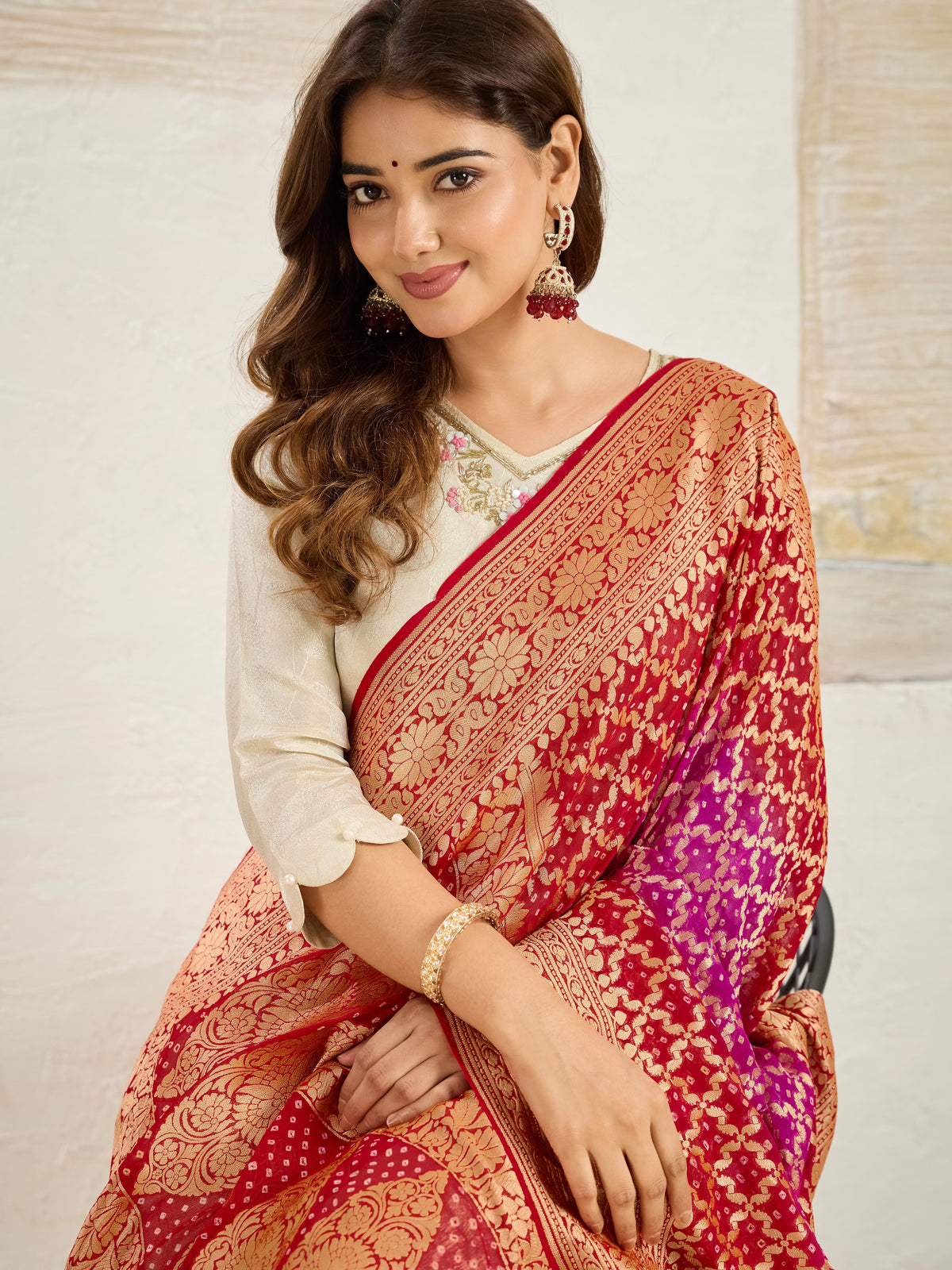 KcPc New Launch Pure Khaddi Georgette Upada Neemzari Bandhej Dupatta