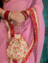 KcPc New Embroidery Bandhani Border Kota Doria New Saree SWA