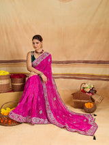 KcPc Georgette Bandhani Saree with Gotapatti Work AFN
