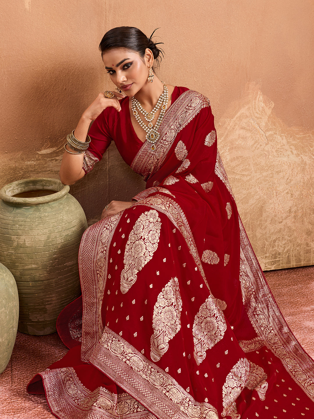 Chiffon Banarasi Neemzari saree
