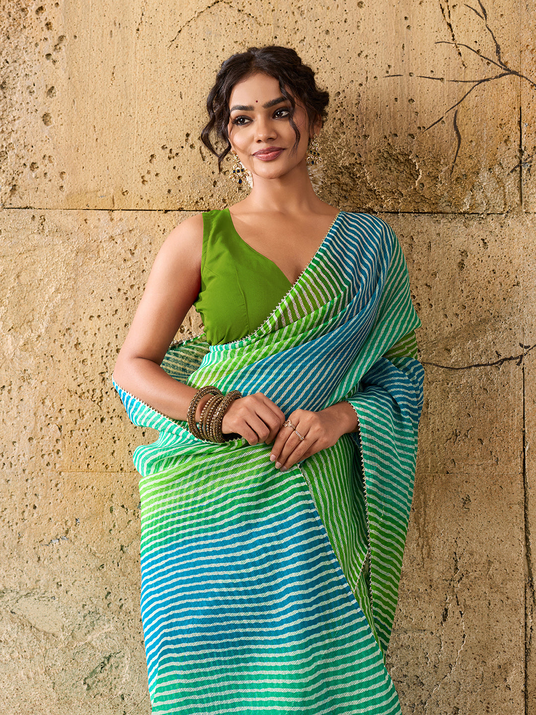 Kota Doria Saree in sky blue colour under 1000