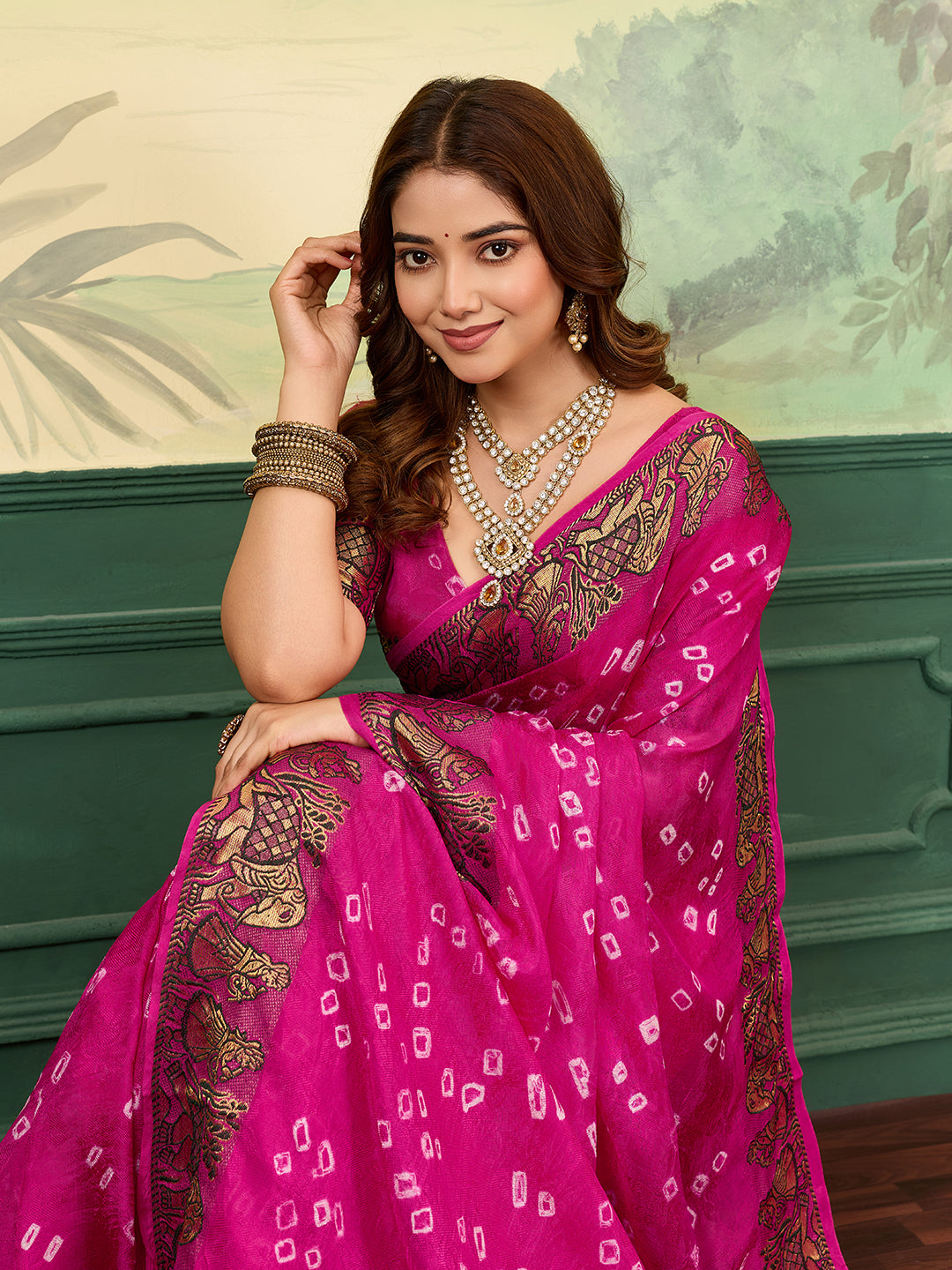 KcPc New Handmade Bandhej Bandhani Viscos Silk SareeRBW