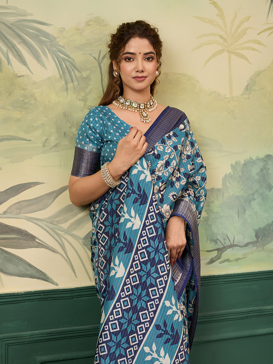 Buy Printed Style With Zari border Saree
