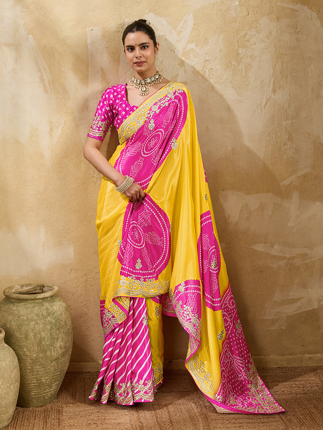 By Bandhani Saree With Wedding wear