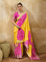 By Bandhani Saree With Wedding wear