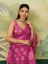 KcPc New Stylish Bandhani Pattern Kota Doria Saree STL