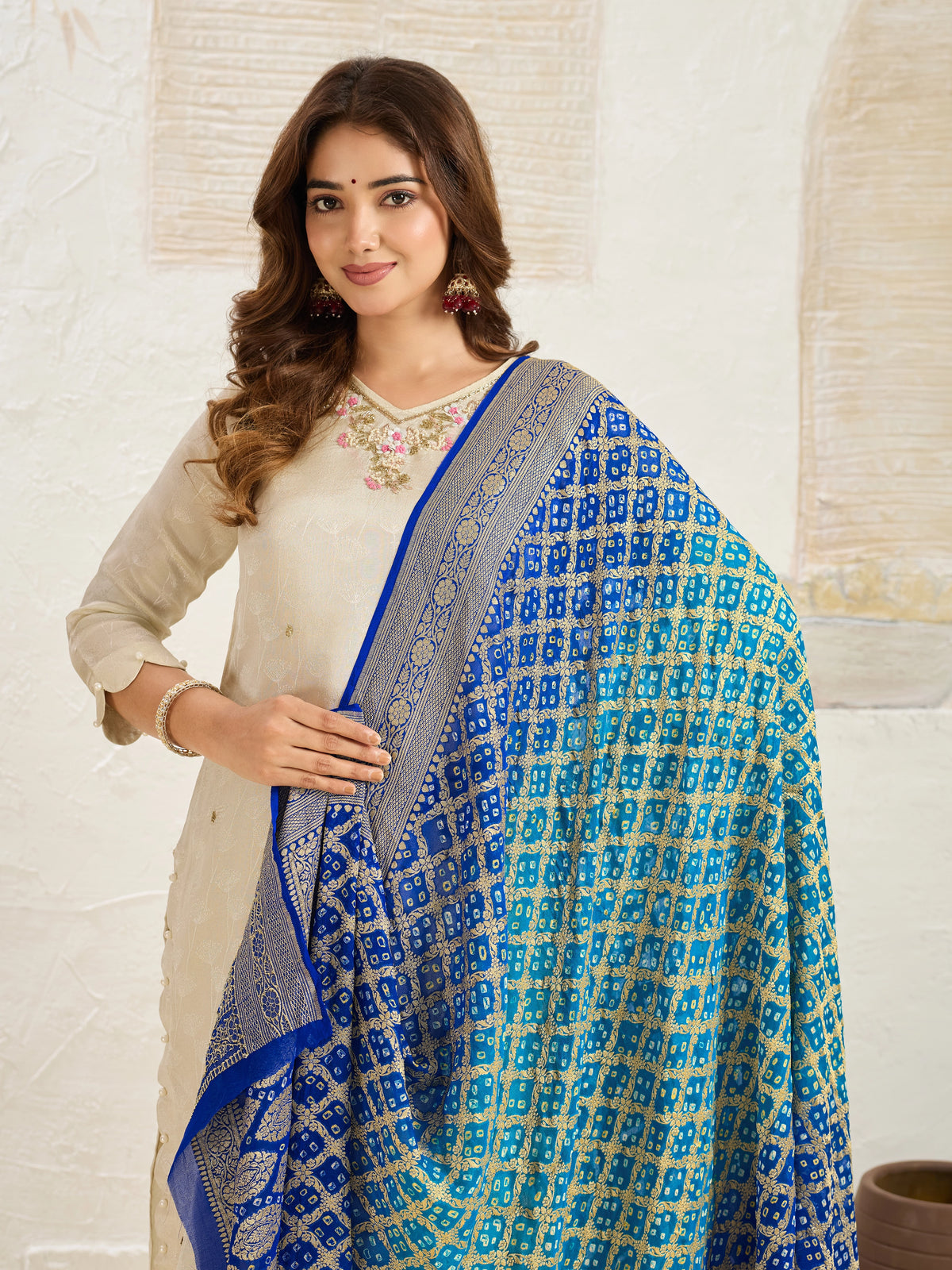 KcPc New Launch Pure Khaddi Georgette Upada Neemzari Bandhej Dupatta