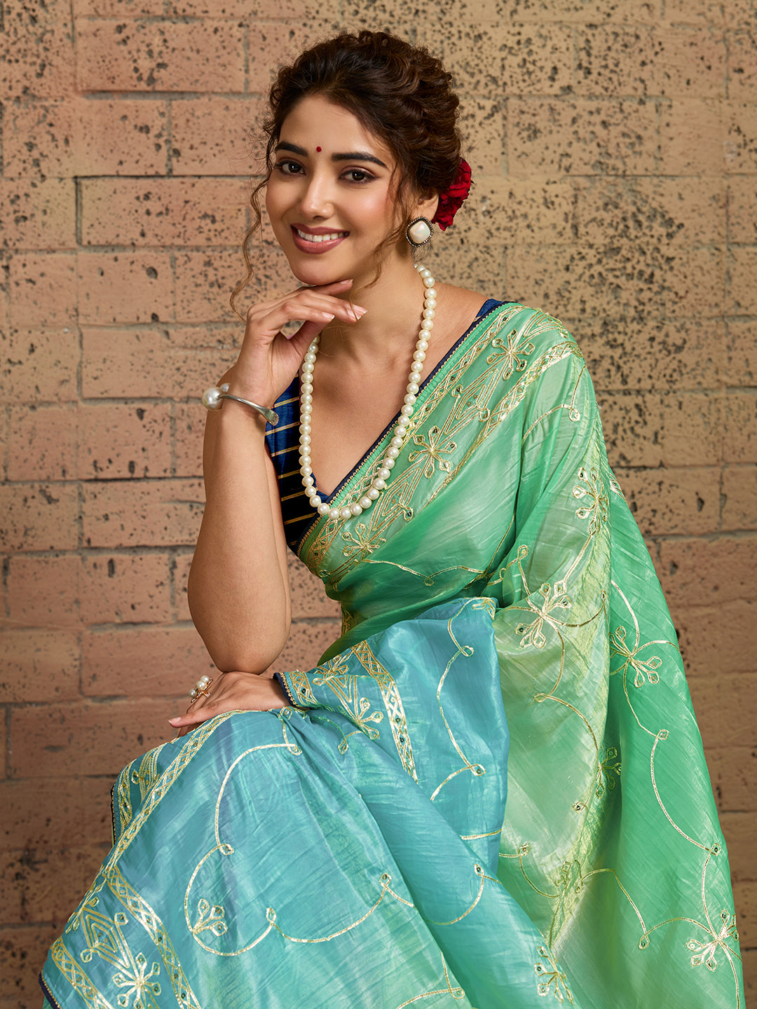 Buy New Latest Tissue Bollywood Style With Gotapatti Work Saree