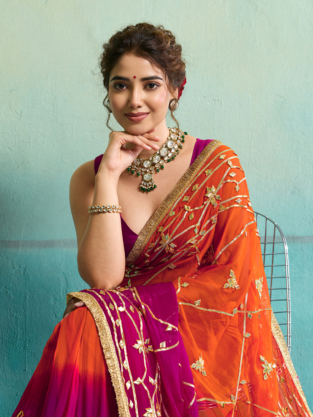 KcPc Premium Jaipur Hand Dyed Saree in Pure Najmeen Chiffon MHS