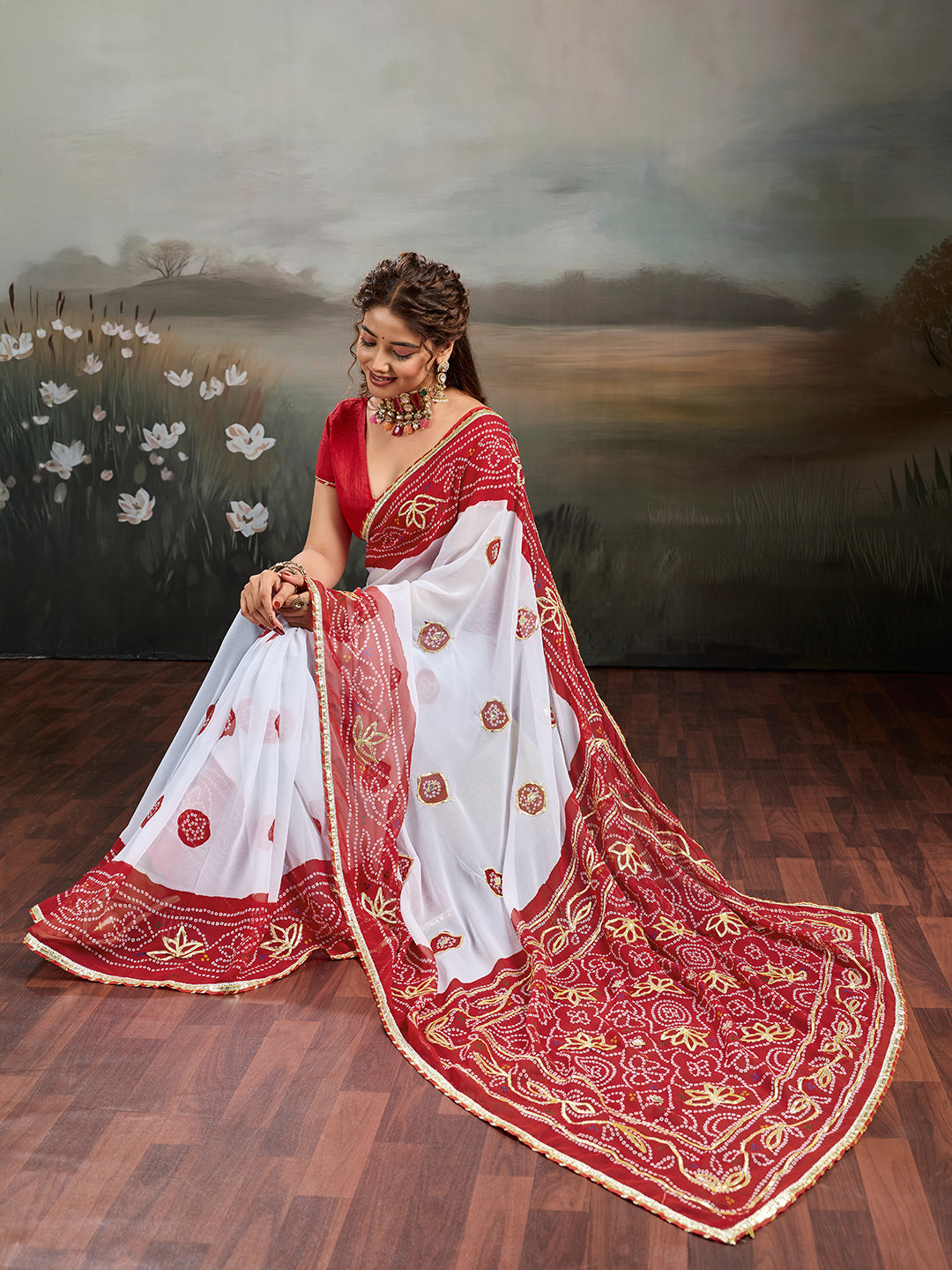 Buy New Festive Special Faag Style Saree with Gotapatti Work KcPc Image 4