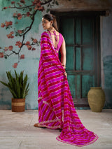 KcPc Designer Georgette Leheriya Saree with Peturn Work SWA