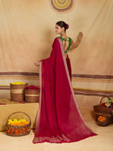 KcPc New arrival Pure Ojariya Chinon Beautiful Zari border Pallu saree MAHA