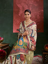 KcPc Premium Chinon Printed Saree with Mirror Work