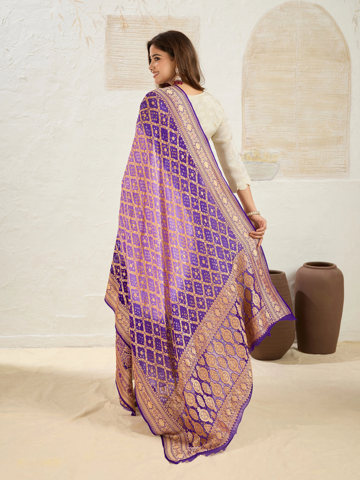 KcPc New Launch Pure Khaddi Georgette Upada Neemzari Bandhej Dupatta