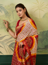 Buy Ghatchola Saree With Bikaneri bandhej Work