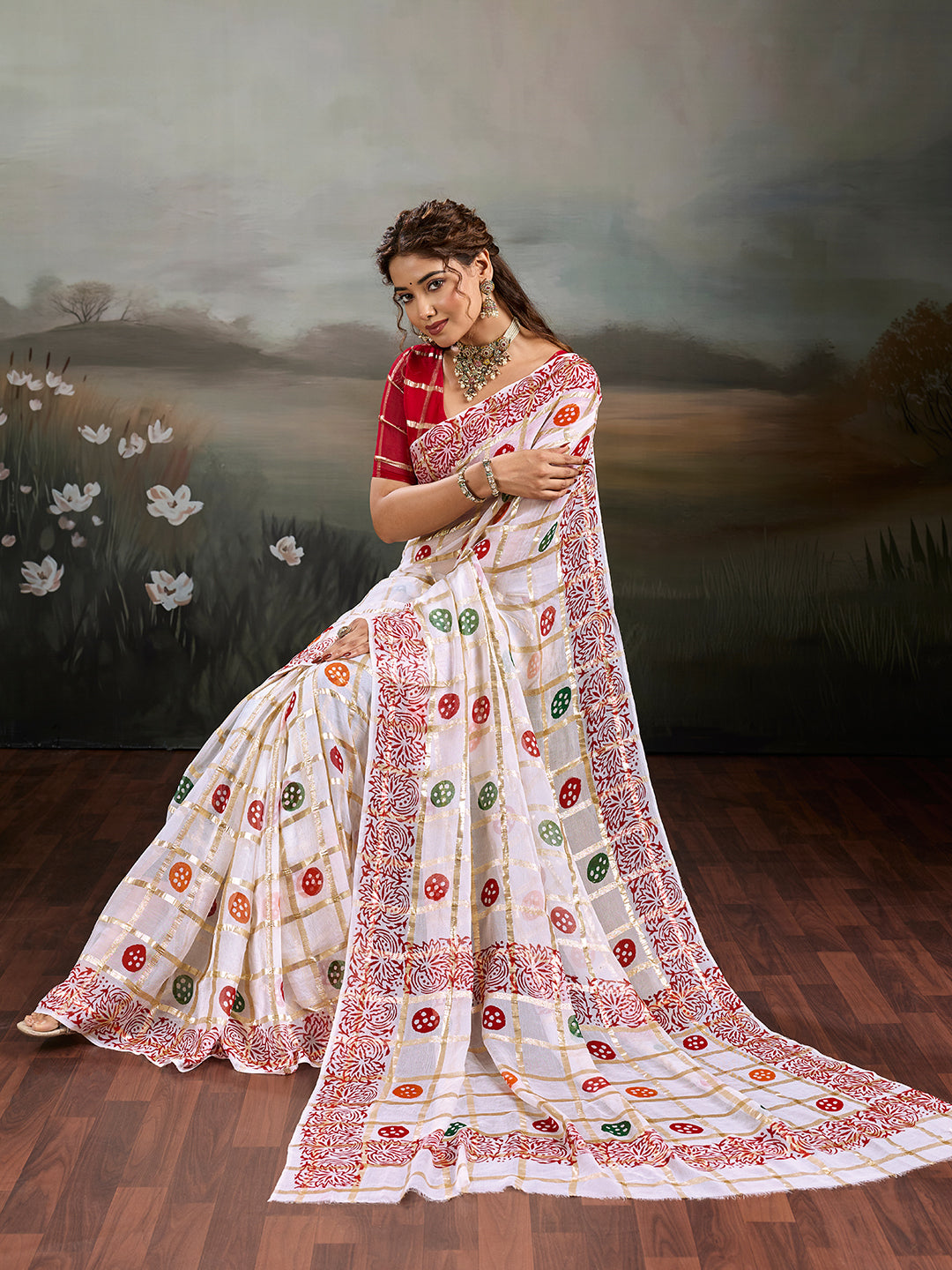Buy New Faag Style Saree with Festive Wear KcPc Image 3