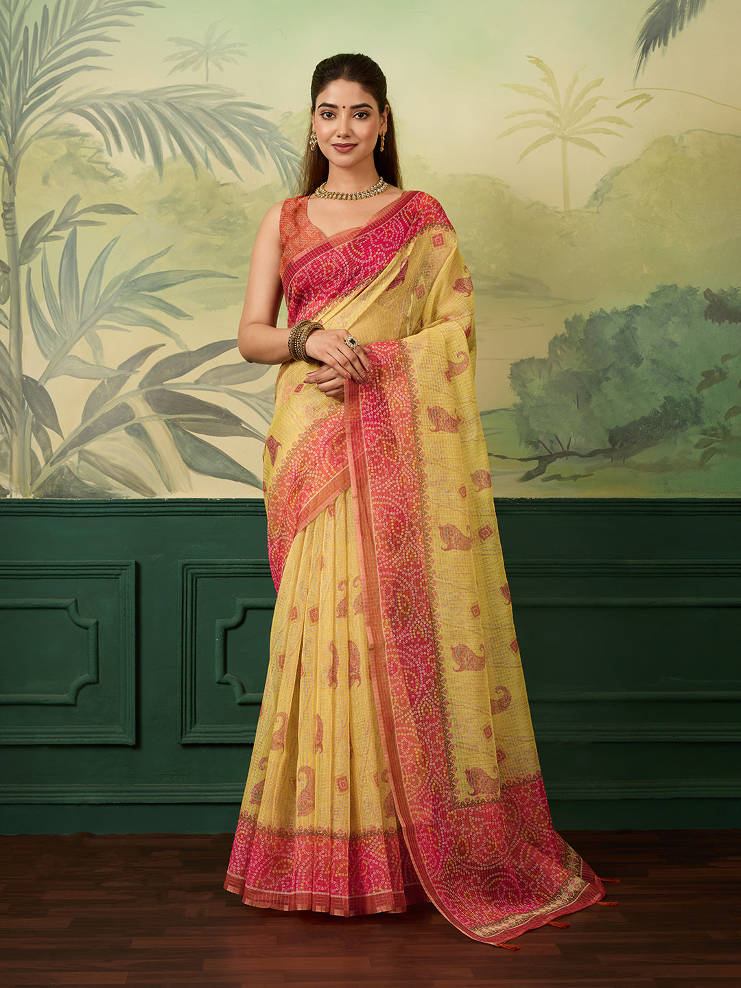 Buy Bandhani Saree With Casual Wear
