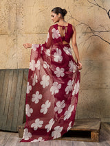 Georgette Flower Printed Style Saree for causal wear under 1000