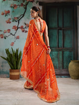 KcPc Premium Georgette Leheriya Saree with Gotapatti Work MHS