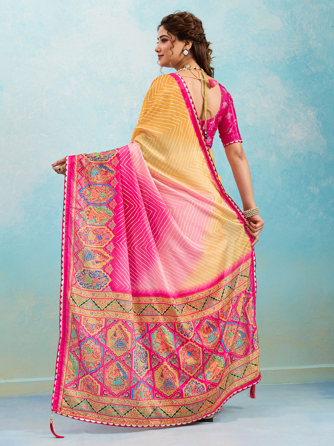 KcPc New Crepe Silk Kalamkari Style Saree for Casual Wear GAN