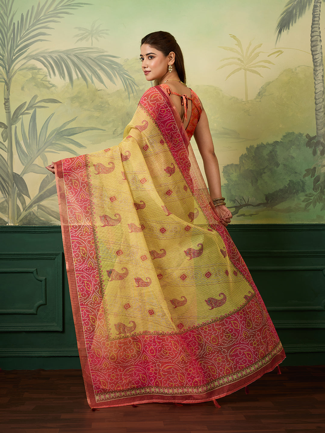 Buy Bandhani Saree With Casual Wear