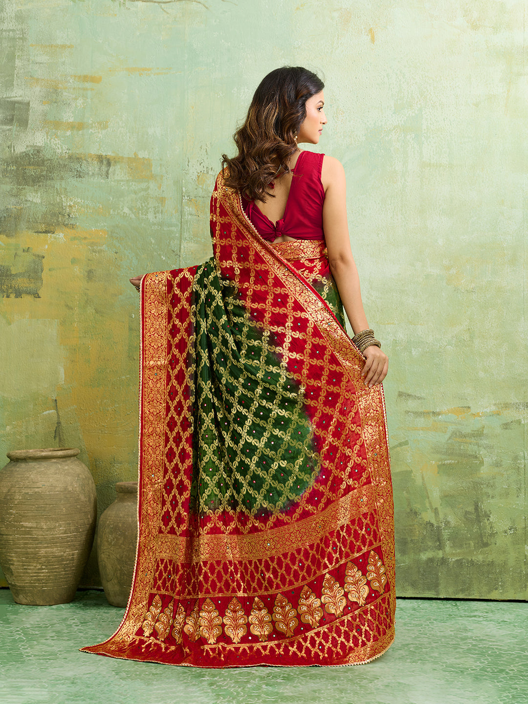 KcPc Latest Gharchola Banarasi Silk With Heavy Zari Work Saree KML Red Green