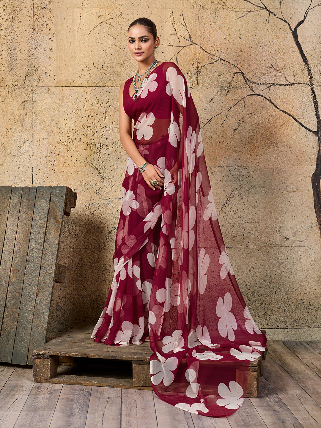 Georgette Flower Printed Style Saree for causal wear under 1000