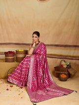 KcPc New Dola Silk Bandhani With Zari Weaving Work Saree GAN