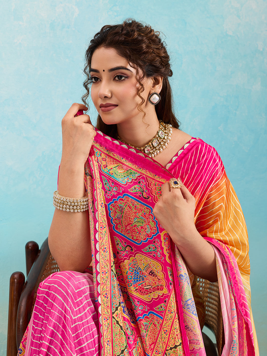 KcPc New Crepe Silk Kalamkari Style Saree for Casual Wear GAN