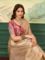 KcPc New Tissue Banarasi Style With Embroidery Work Saree SWA
