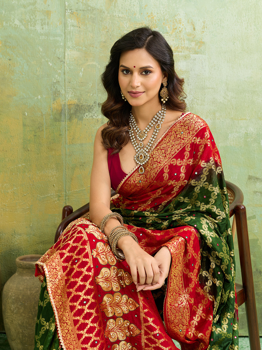 KcPc Latest Gharchola Banarasi Silk With Heavy Zari Work Saree KML Red Green