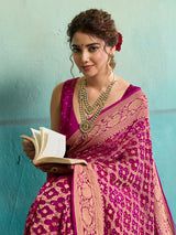 KcPc Latest Pure Khaddi Georgette Upada Neemzari Bandhej Saree Rani