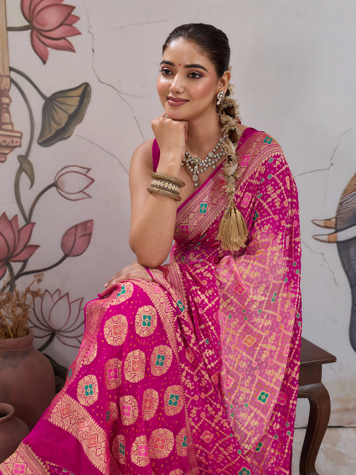 Royal Meenakari Pure Khaddi Georgette Saree for Women 1