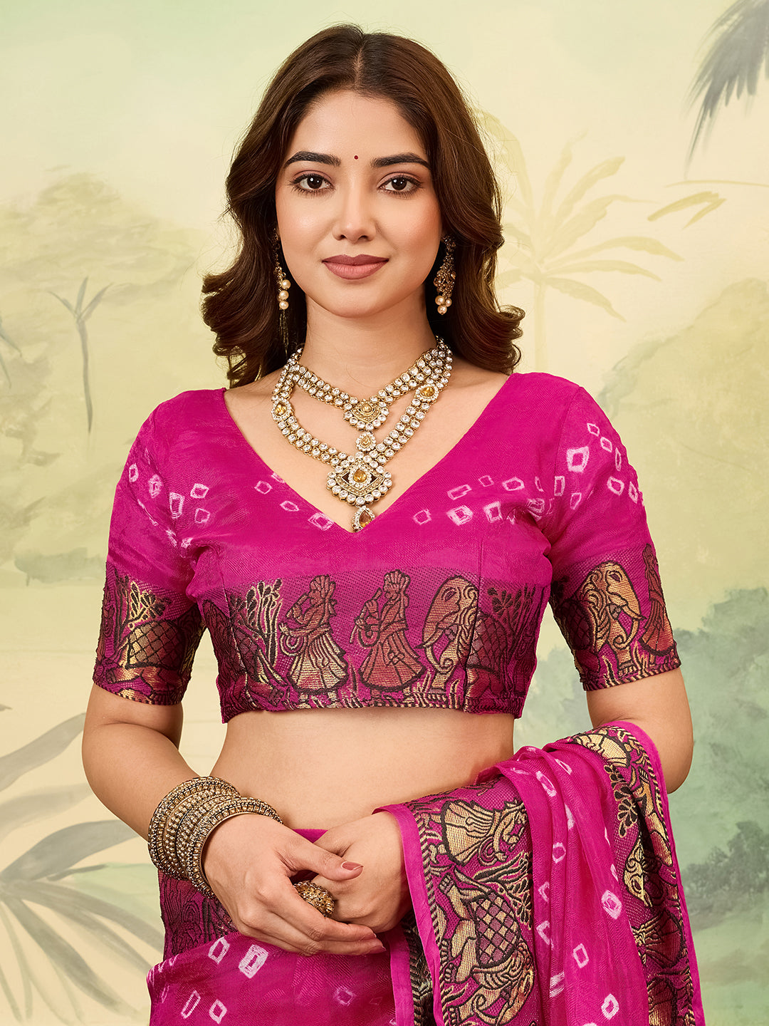 KcPc New Handmade Bandhej Bandhani Viscos Silk SareeRBW