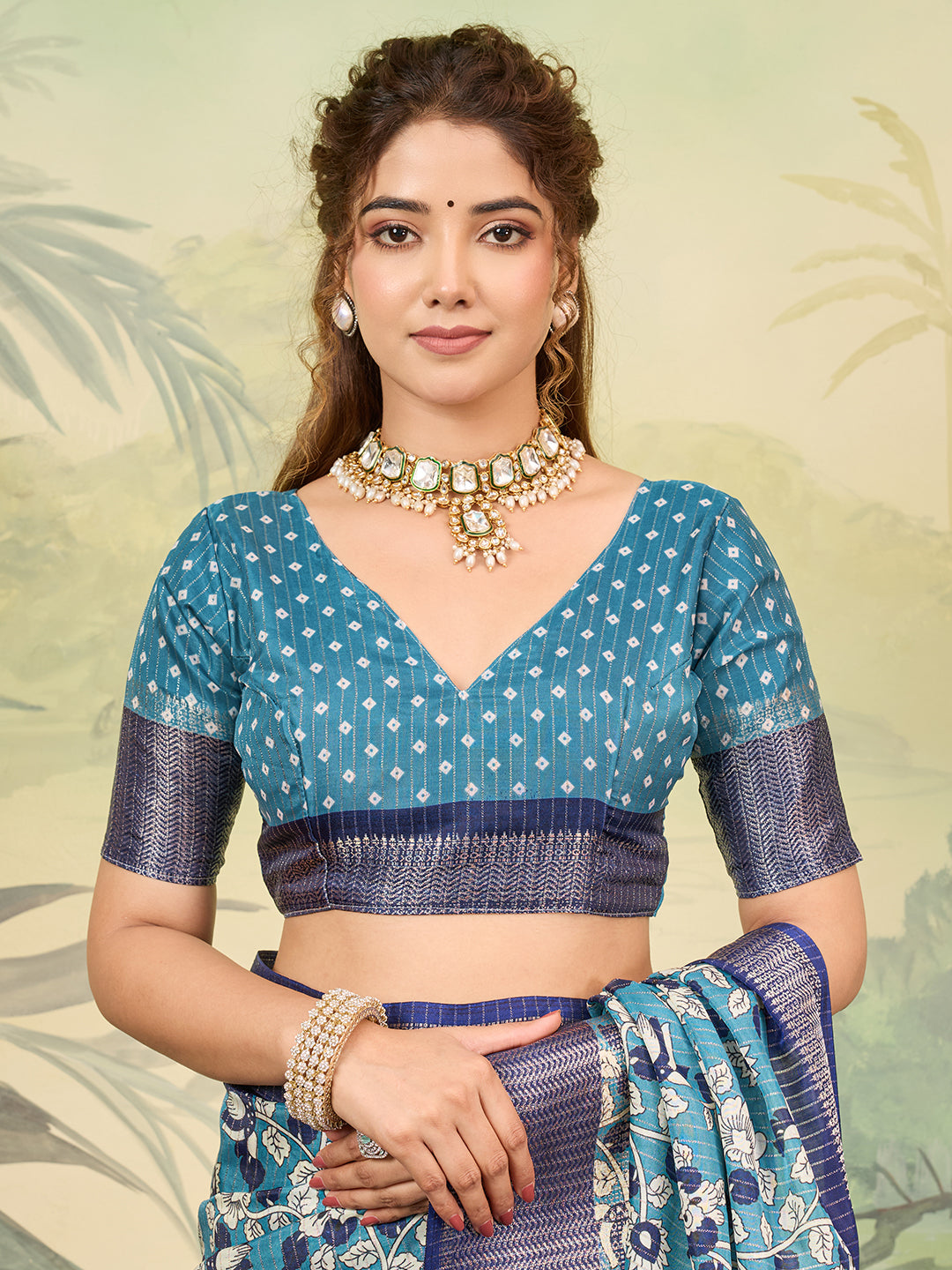 Buy Printed Style With Zari border Saree