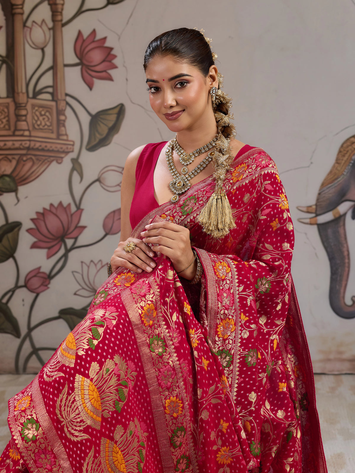 KcPc Banarasi Style Georgette Saree with Zari Weaving Festive Wear Saree VKFH