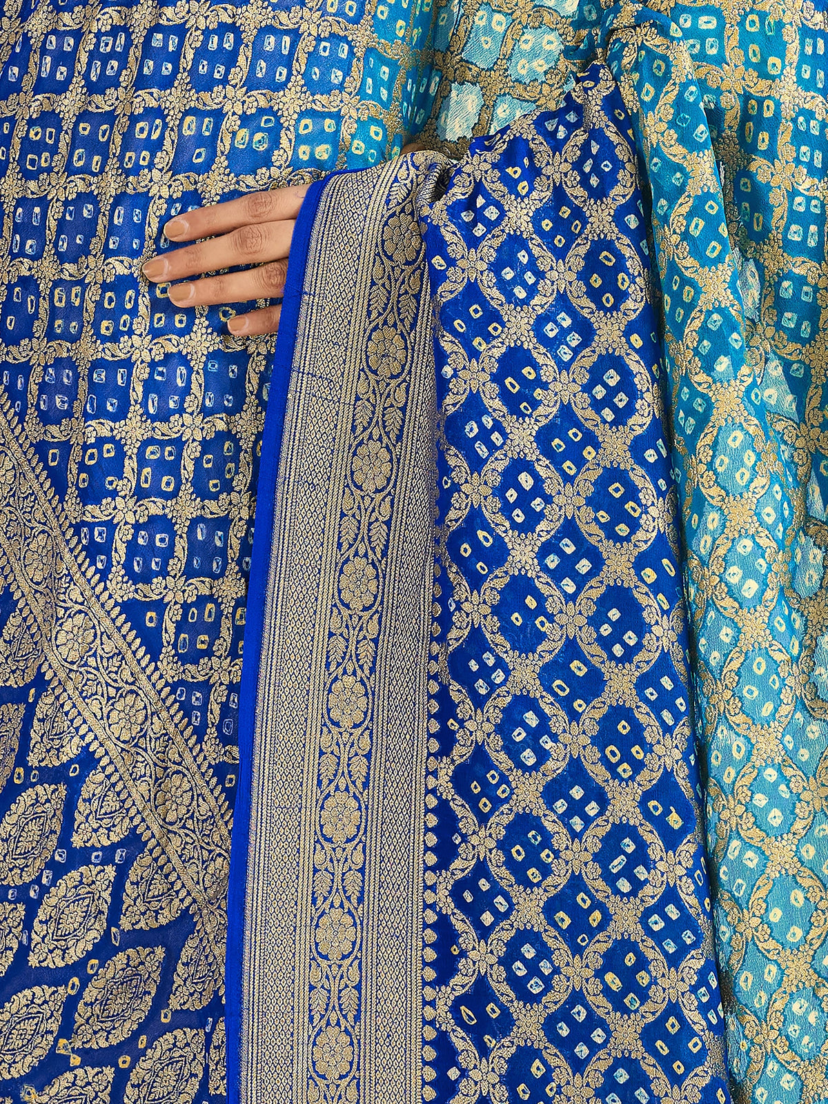 KcPc New Launch Pure Khaddi Georgette Upada Neemzari Bandhej Dupatta